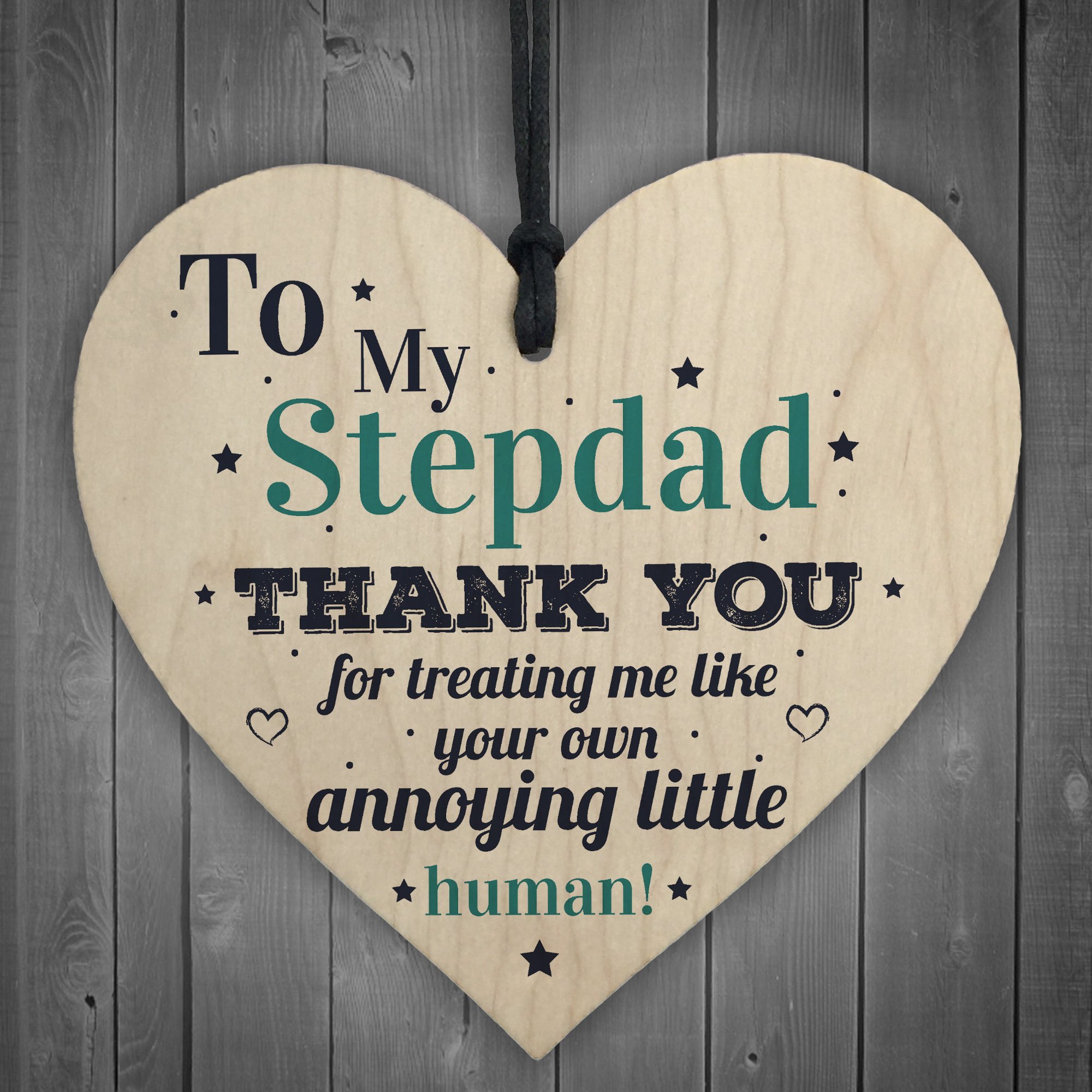 Red Ocean My Stepdad Dad Hanging Wooden Heart FATHERS DAY Gift For Him Daughter Son Birthday Thank You