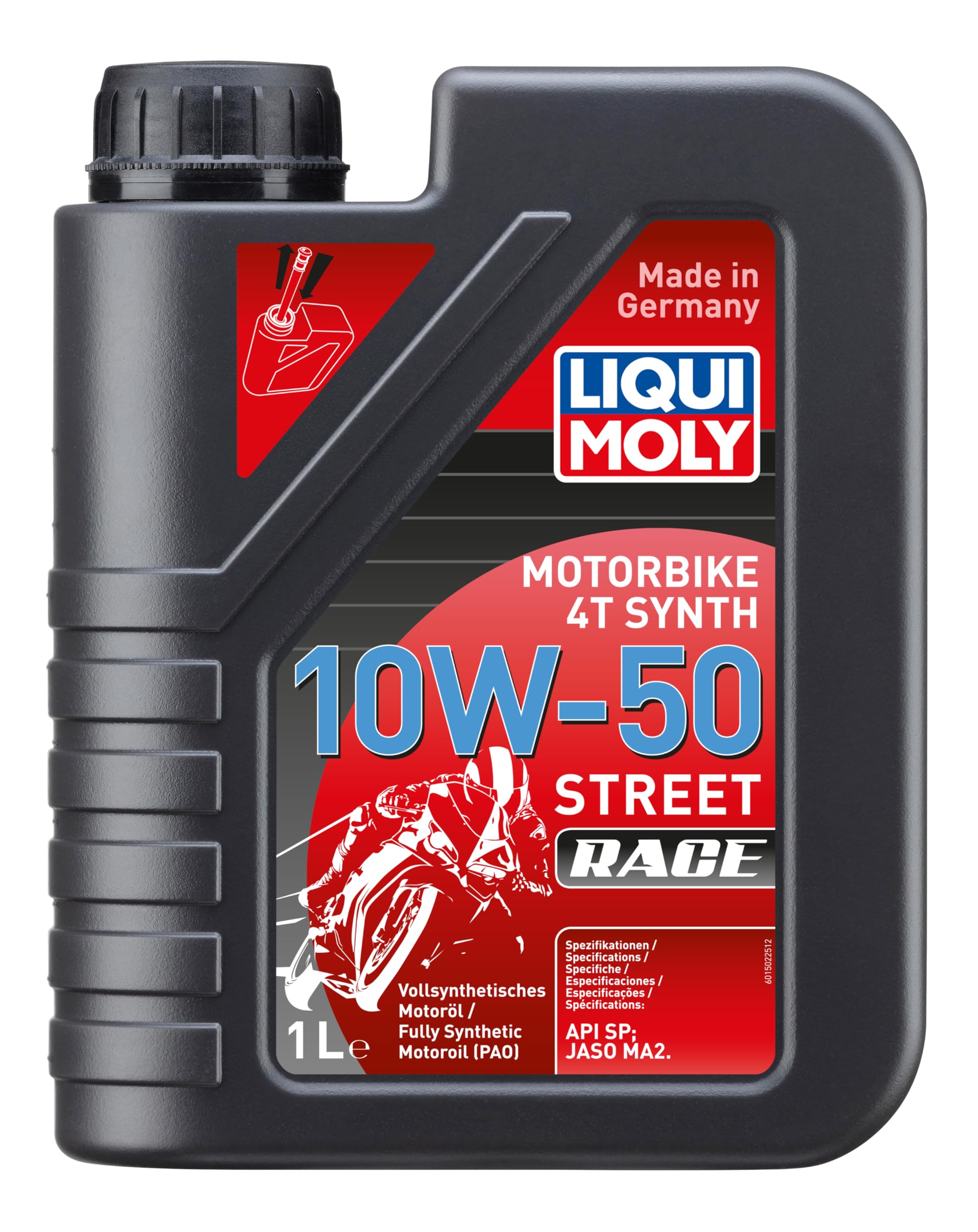 LIQUI MOLY Motorbike 4T Synth 10W-50 Street Race | 1 L | Motorrad 4-Takt-Öl | Art.-Nr.: 1502, farblos