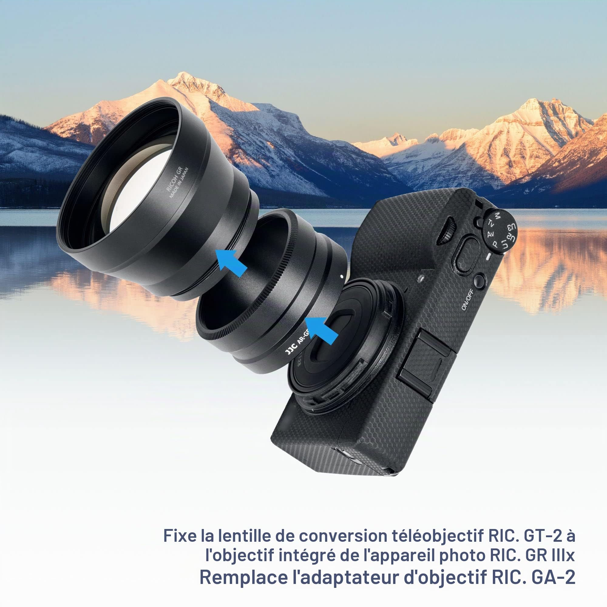 JJC Bague d'adaptation de Filtre en métal pour Appareil Photo RICOH GR IIIx GR IIIx HDF GR3x avec lentille de Conversion GT-2, Remplacement pour Adaptateur d'objectif RICOH GA-2
