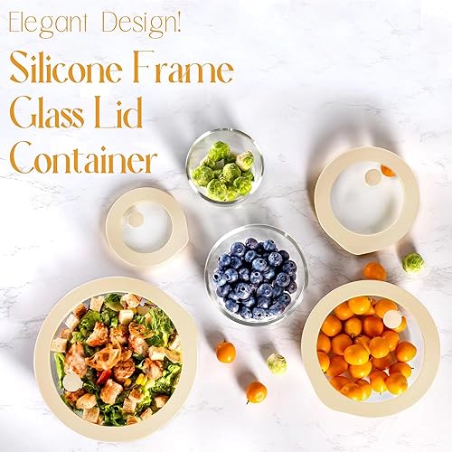 Miniatura 7 de Urban Green Juego de recipientes de vidrio para alimentos con tapa de vidrio de silicona, paquete de 3, herméticos, a prueba de fugas, 100% sin