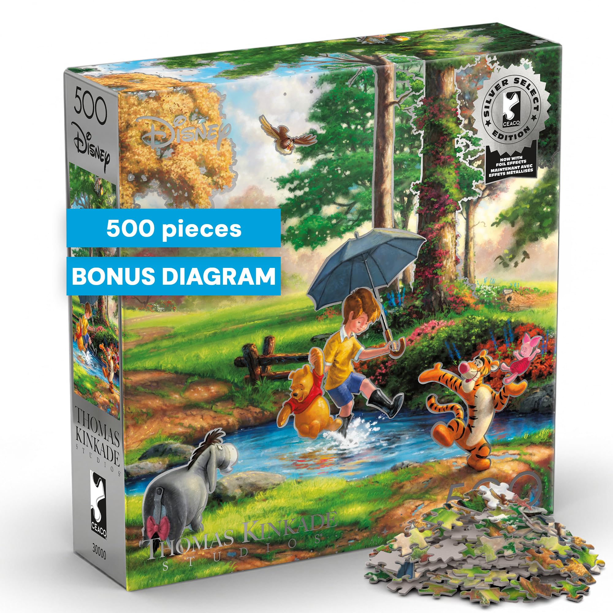 Buffalo Games Disney Winnie Puuh Puzzle, 500 Teile, Thomas Kinkade Studios Artwork, Silver Select Edition