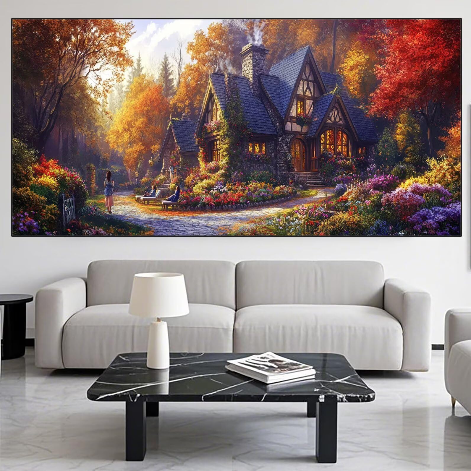 Forest Diamond Art Cabin Diamond Painting Arts and Crafts for Adults,5D Diamont Painting Kits Adults Crysta Cross Stitch Pictures, DIY zestaw do haftowania dla początkujących, dekoracja ścienna do