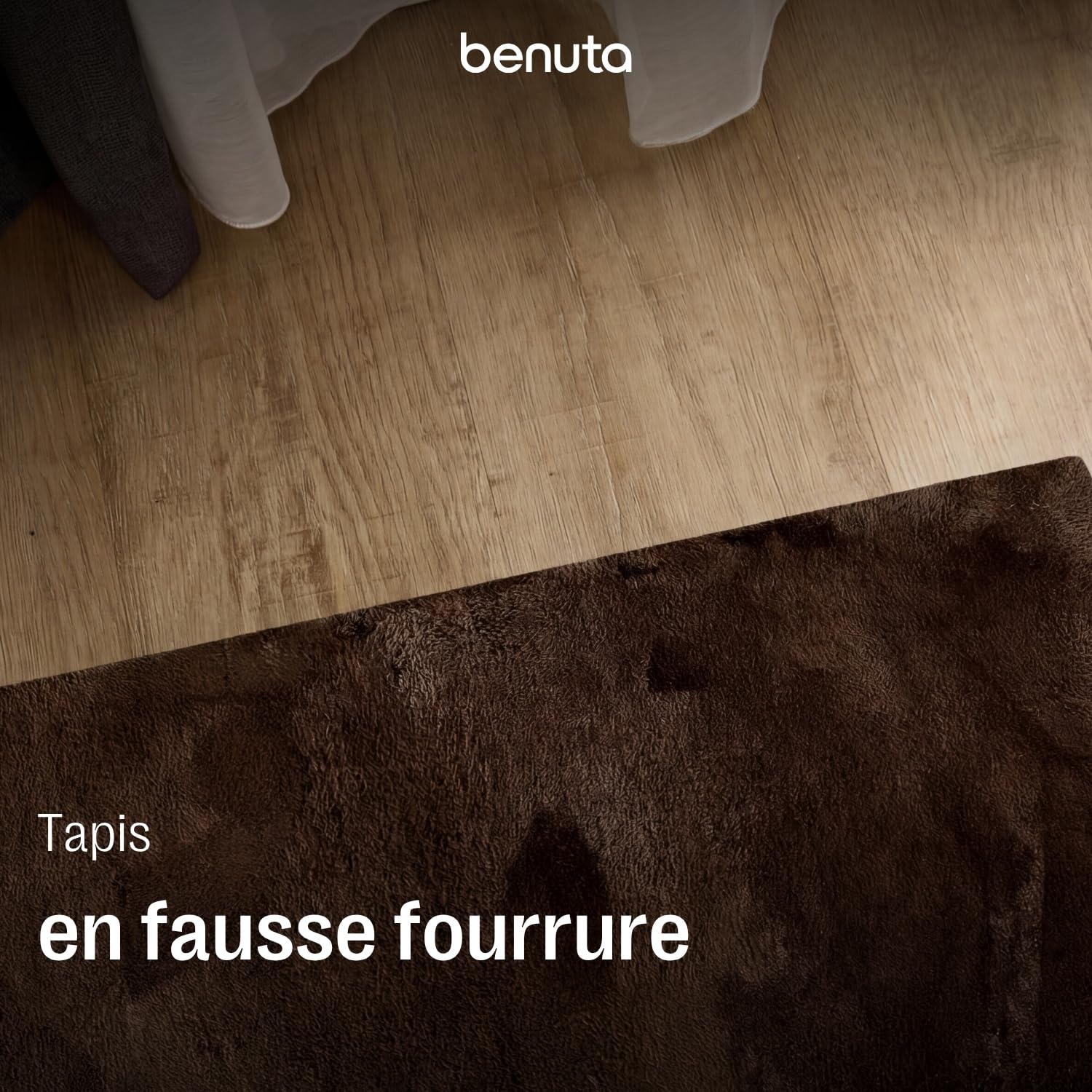 benuta Basic Tapis Salon Fausse Fourrure Furry - Marron 160x230 cm - pour Chambre, Bureau, Couloir, Bebe - Doux - Antidérapant - Lavable - Chauffage Sol