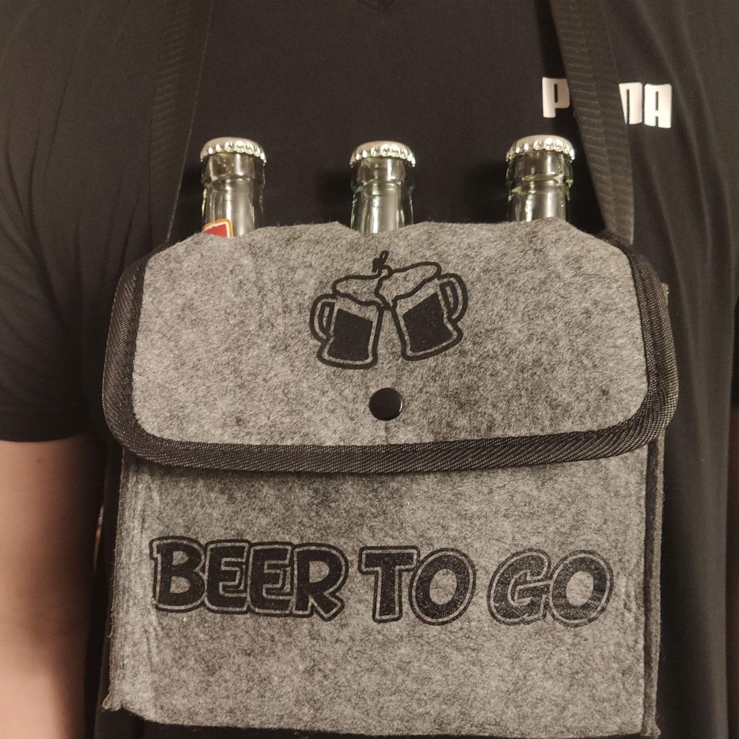 Out of the Blue Torba na butelki, 3 butelki, uchwyt na piwo, kosz transportowy "Beer to go", szary, 18,5·21·7cm, torba filcowa