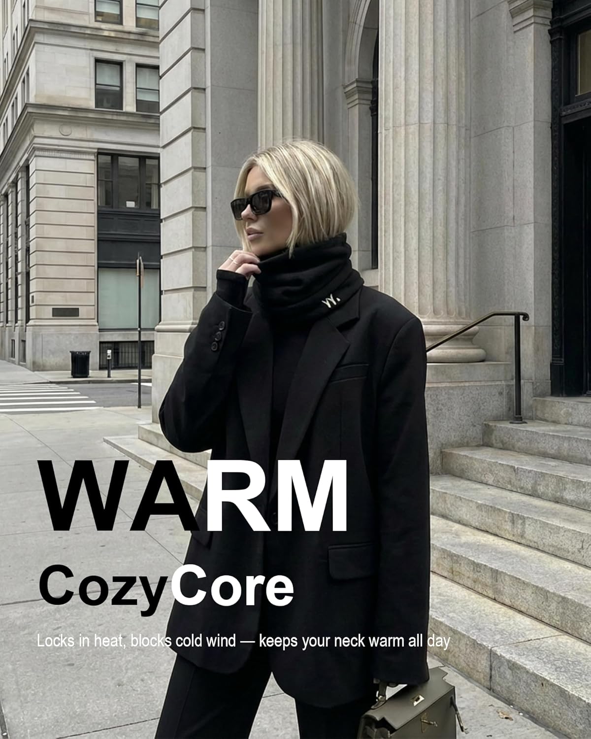 Winter Neck Warmer, Wool Neck Gaiter Fleece Scarf, Windproof Face Cover Mask for Men Women - Image 4