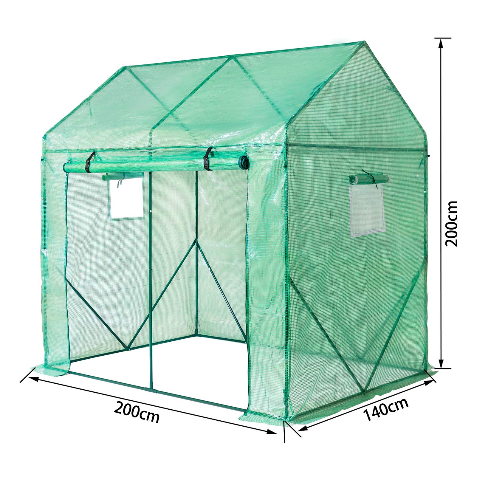 Yorbay Foliengewächshaus 200x140x200 cm mit Belüftungsfenster – Robustes Gewächshaus mit Frostschutz, wasserdicht & uv-beständig – Ganzjähriger Tomaten- & Pflanzenschutz für Garten und Terrasse