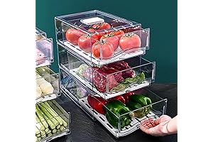 Fridge Organizers and Storage - Stackable Refrigerator Drawer Organizer Bins