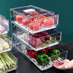Organisateurs de réfrigérateur Diskary, organisateurs et rangements empilables pour la cuisine, contenants alimentaires réutilisables dans la cuisine, boutique de barbecue, restaurant, sans BPA