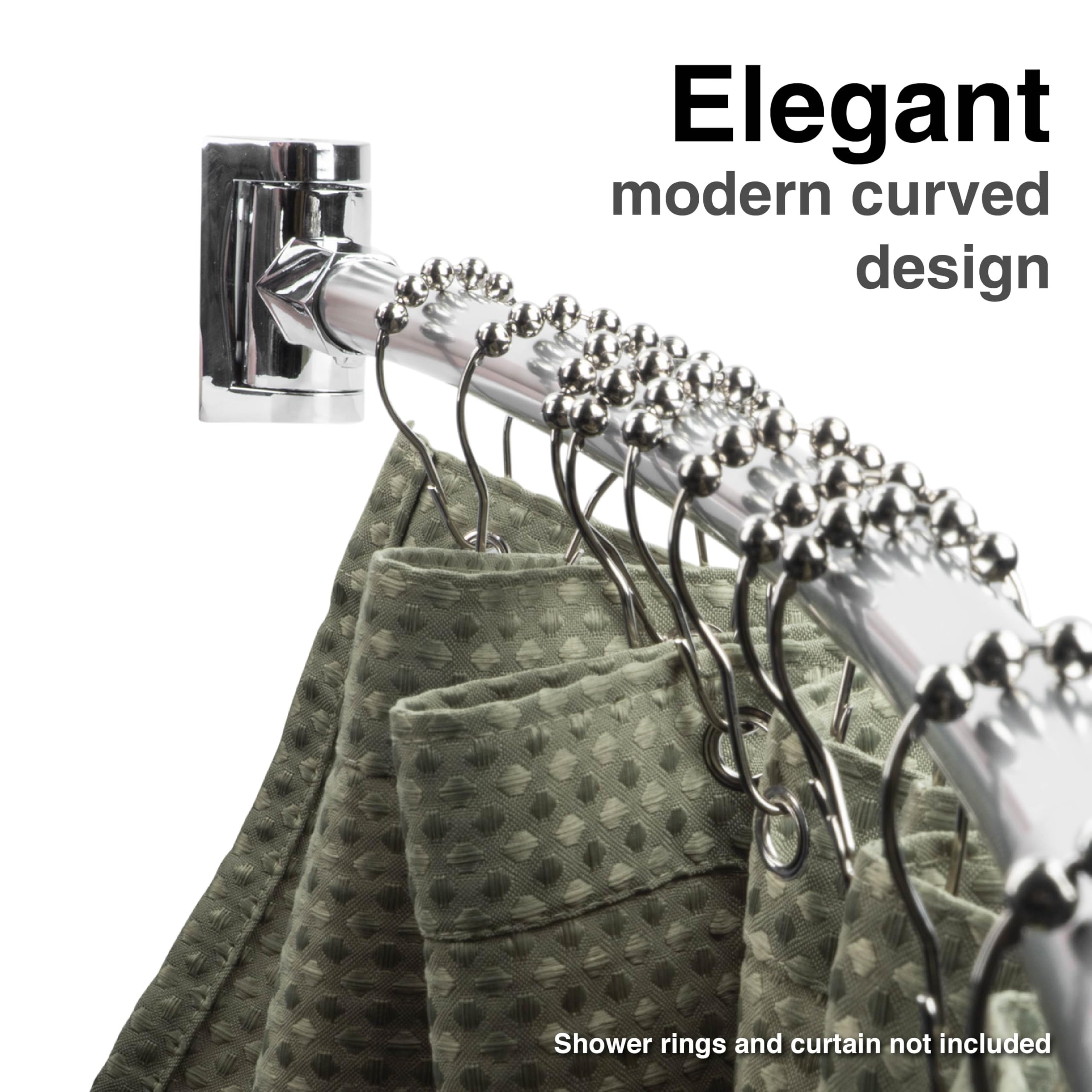 JS Jackson Supplies Barra De Ducha Doble Curvada, Construcción De Metal,  Ajustable Entre 44 Y 70, image size:2560x2560