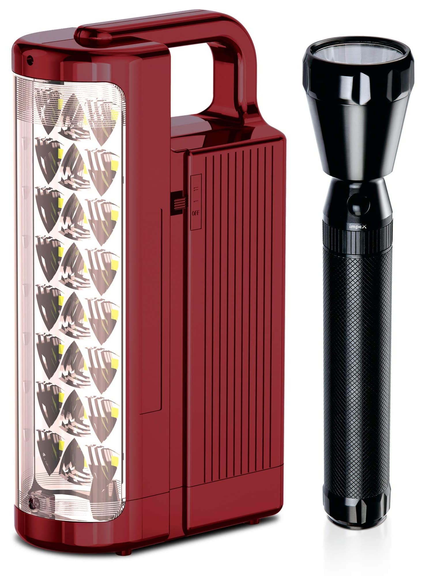 Impex CB-2283 Rechargeable LED Lantern (Red) and Rechargeable LED Flashlight Torch Light with Sharp and Long Beam Range Combo, 1 Yr Warranty(Black) (B07NYMRF3W) Amazon Price History, Amazon Price Tracker