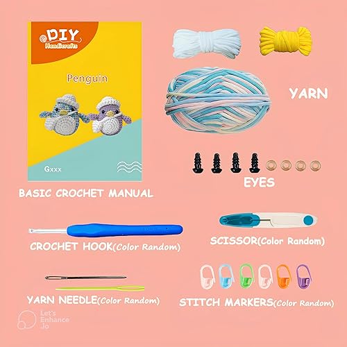 Miniatura 2 de MYHUONGVN Kit de ganchillo para principiantes de Penguin Blue - Incluye tutoriales en video paso a paso