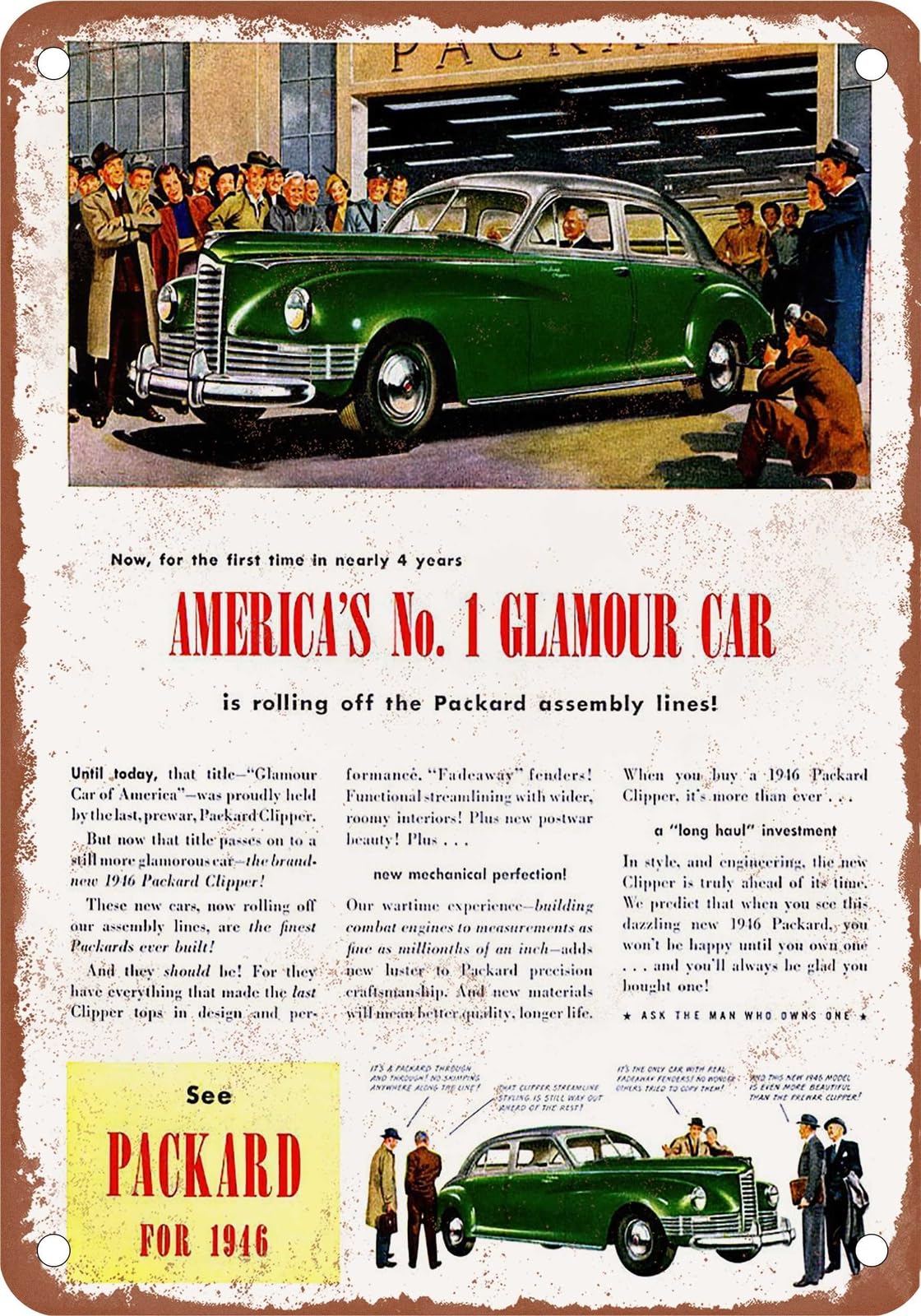 Miaomansenstore Metal Sign - 1946 Packard Vintage Ad 10 - Old Retro Rusty Look Home Decor