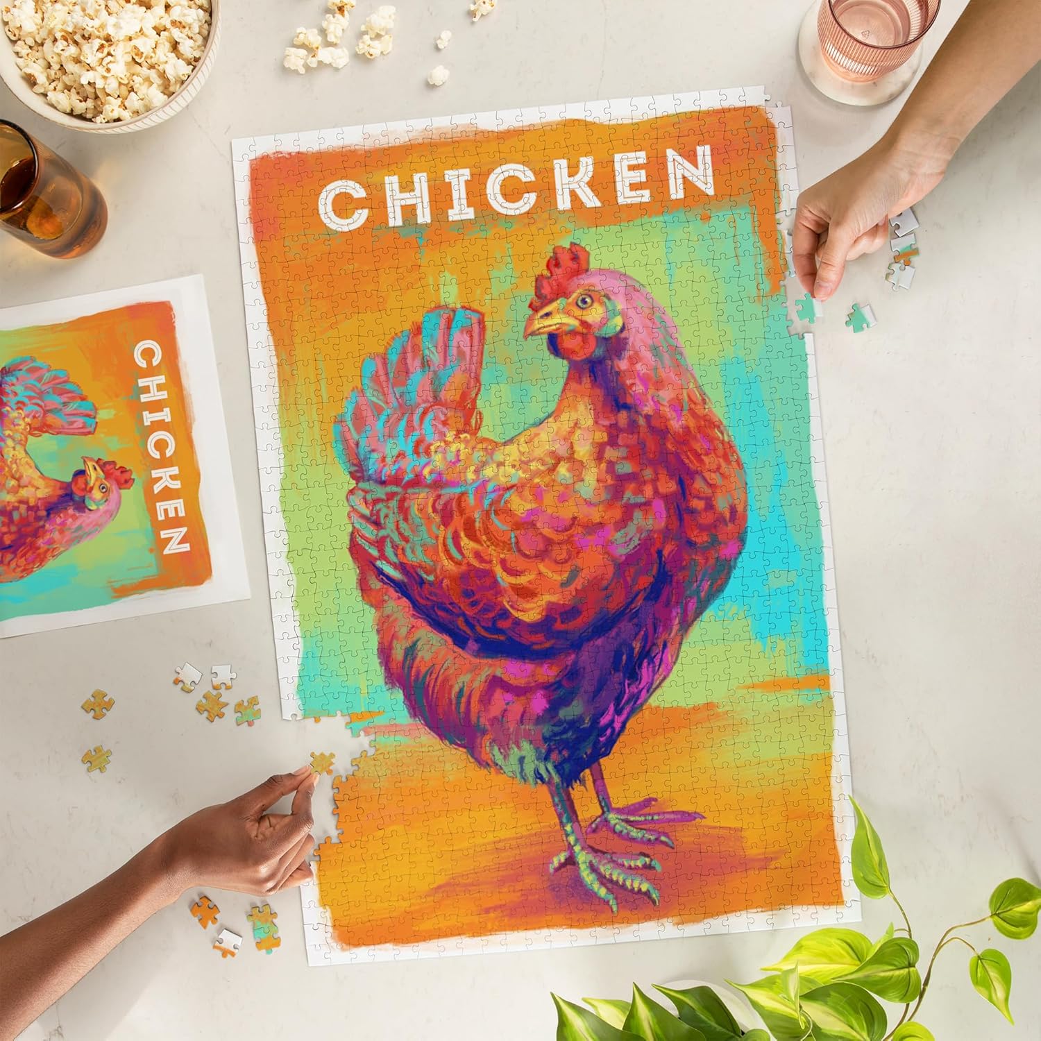 Lantern Press Chicken, Hen, Vivid Series 1000 Piece Jigsaw Puzzle for Adults, Made in USA with Reference Poster