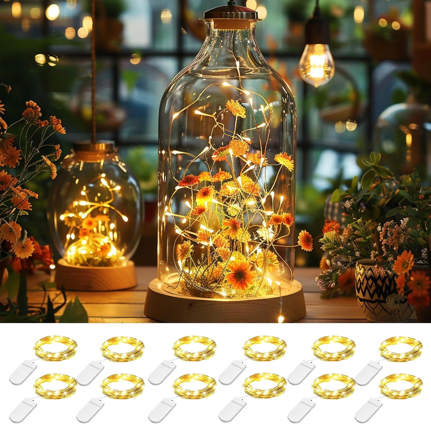 String Lights,10 Pack Fairy Lights Battery Operated 7.2ft 20LED Copper Wire Light Decorations for DIY, Party, Patio, Decor, Bedroom, Christmas, Halloween, Wedding, Table Indoor&Outdoor(Warm White)