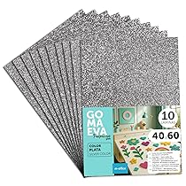 m-office Fogli di Gomma Eva Colorata Glitterata, Gomma Crepla per Scrapbooking, Scuola, Cartoncini Creativi, Lavoretti, Torte Scenografiche, Scuola o Progetti Artistici 40x60cm (Argento, 10uds)