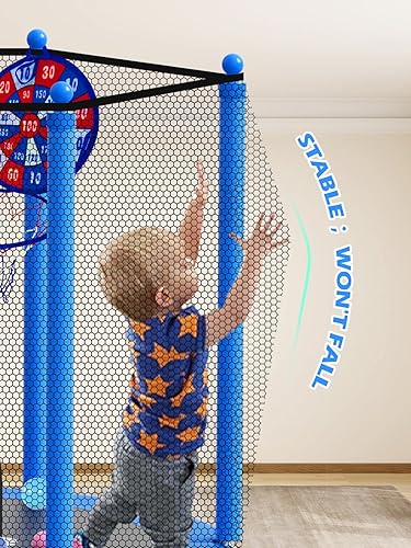 Miniatura 3 de Bluerise - Cama elástica de 55 pulgadas6 pies, para niños, juego interior y exterior, con canasta de baloncesto para cama elástica, malla de