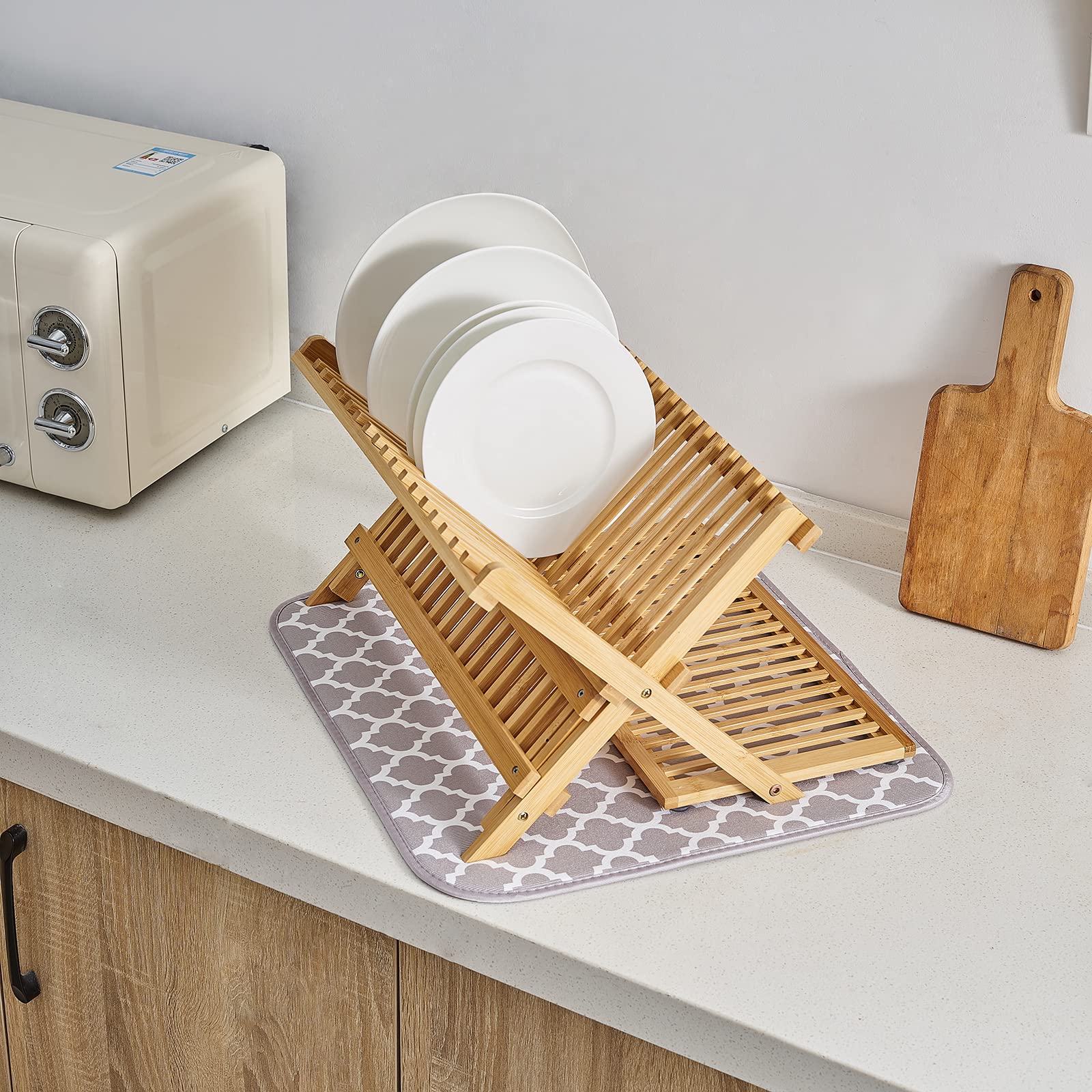 COM-FOUR® 2x Tappetini Scolapiatti per Piatti, Posate e Pentole - Scolapiatti 48 x 38 cm - Tappetino Scolapiatti in Microfibra - Tappetino per Lavello (2 pezzi - mat