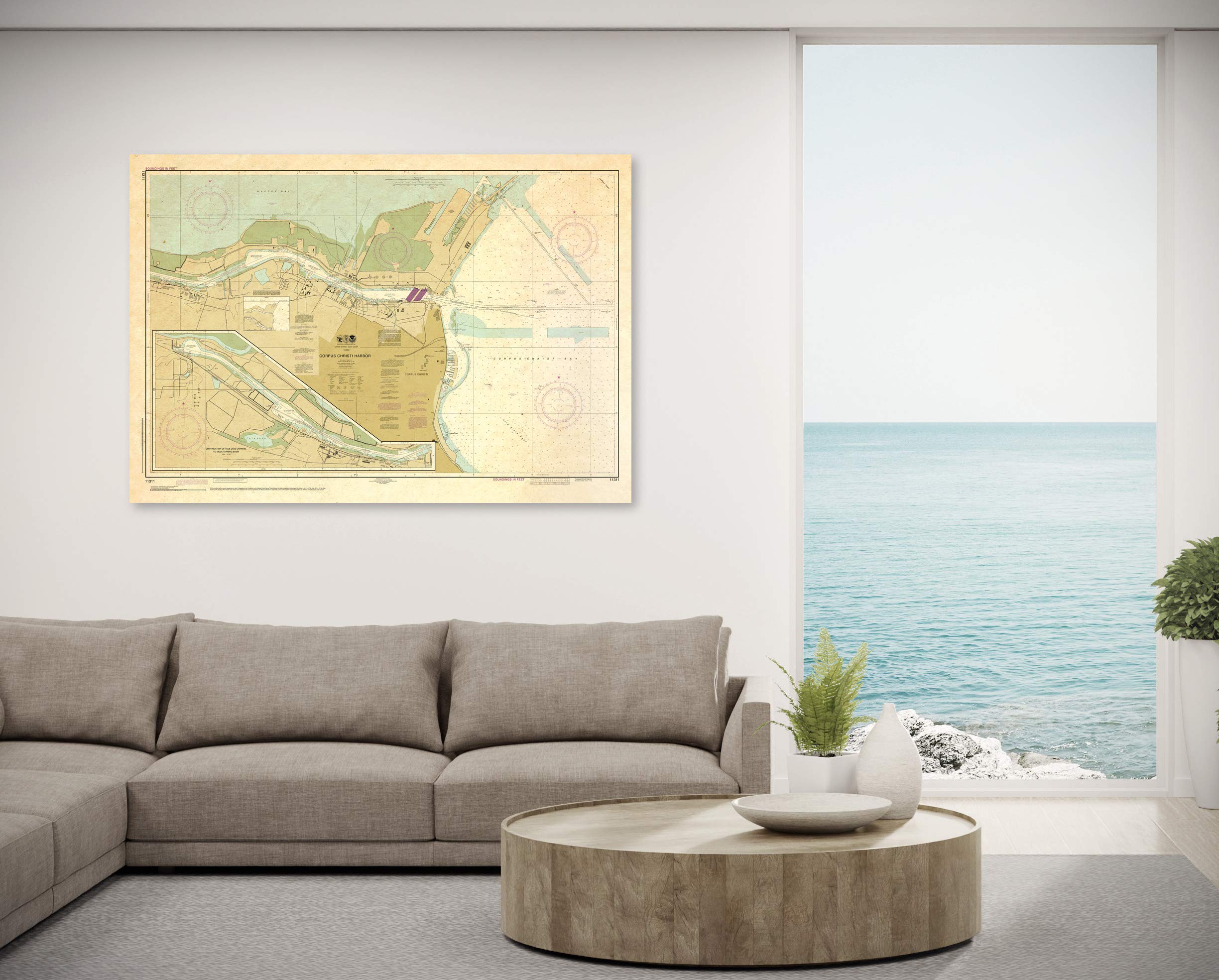 Paradise Cay Publications, Inc. Antiqued NOAA Chart 11311: Corpus Christi Harbor