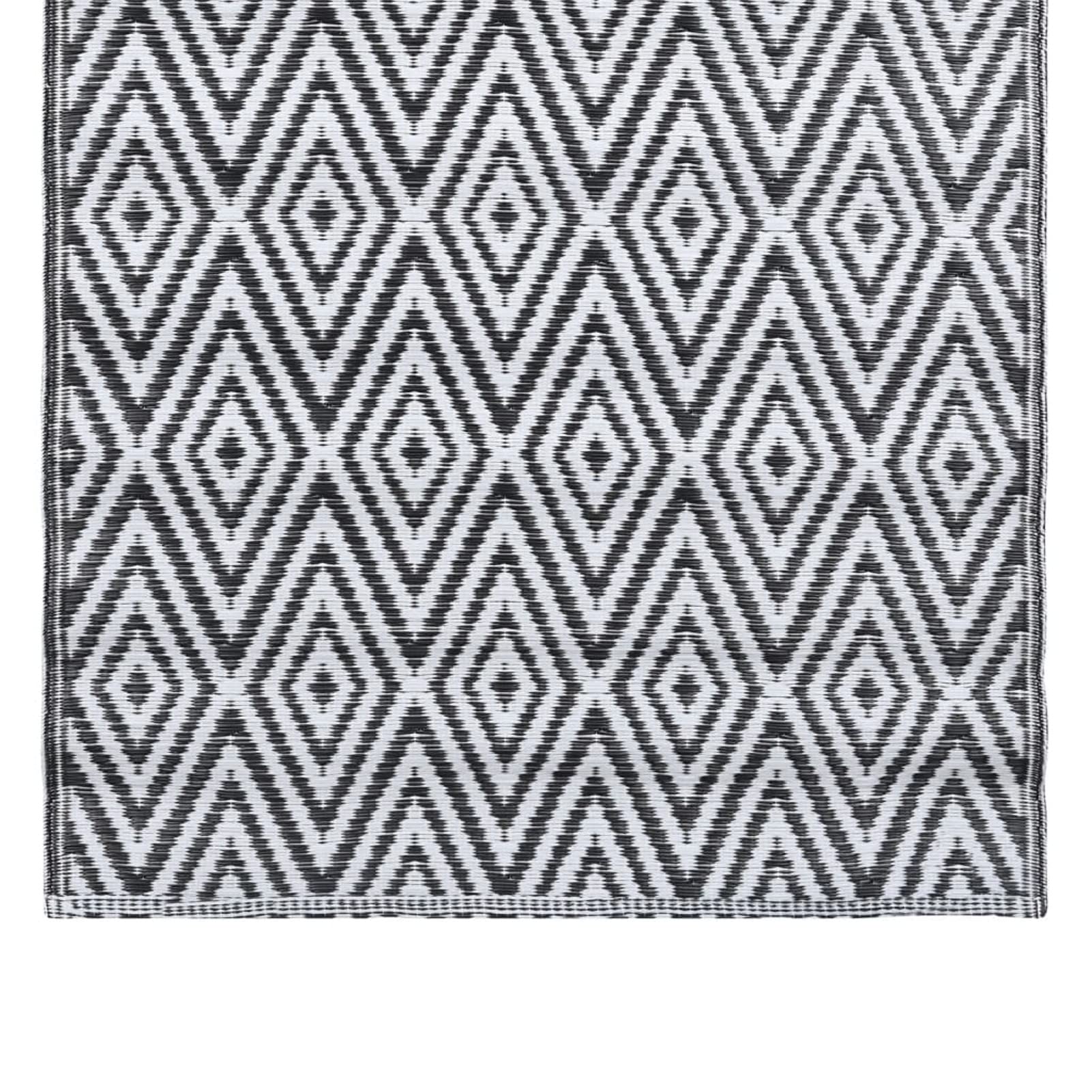 Chusui Tappeto,Tappeto Esterno,Tappeto Soggiorno,Tappeto Cucina,Tappeto da Esterni Bianco e Nero 160x230 cm in PP