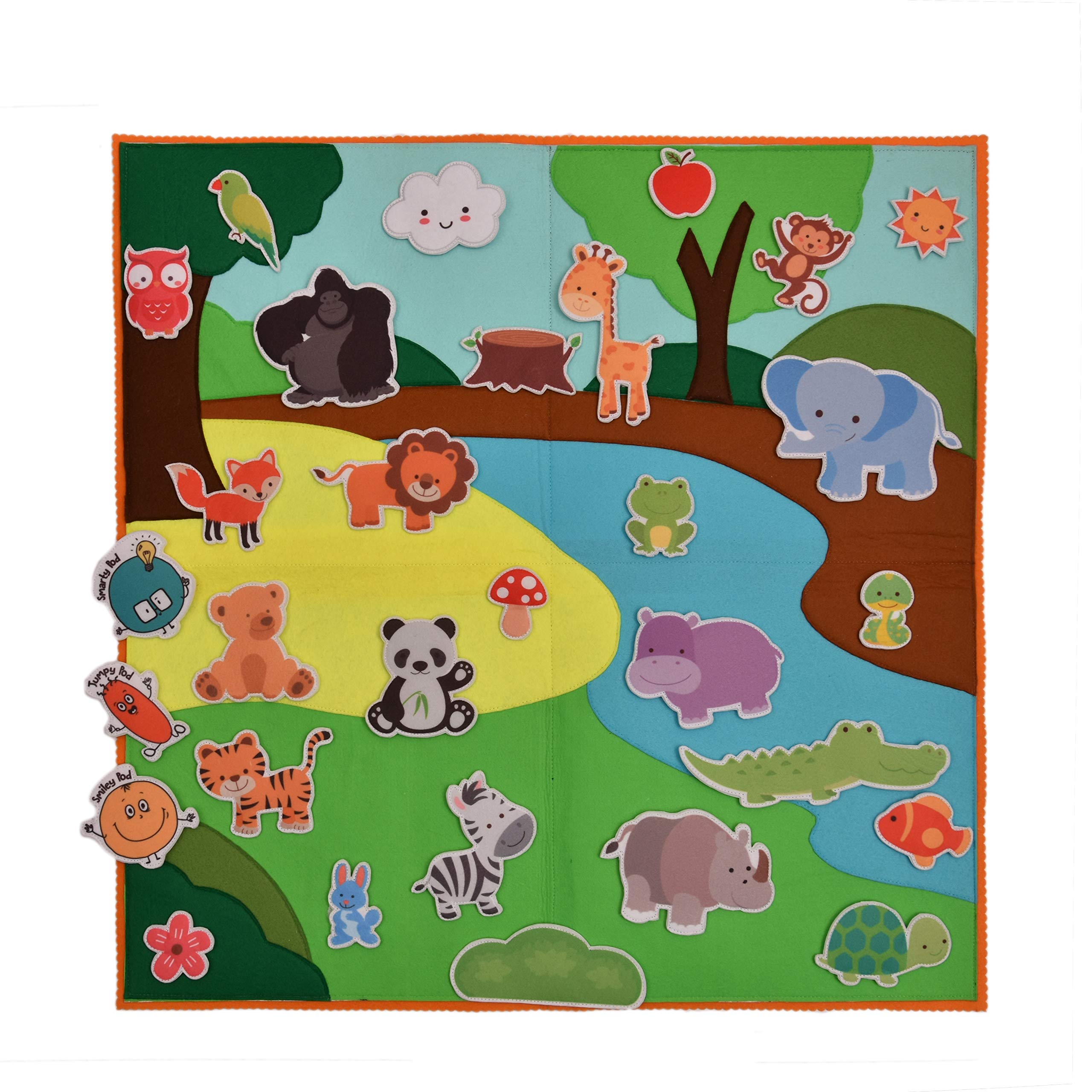 Wild Animals Felt Activity Mat for Toddler