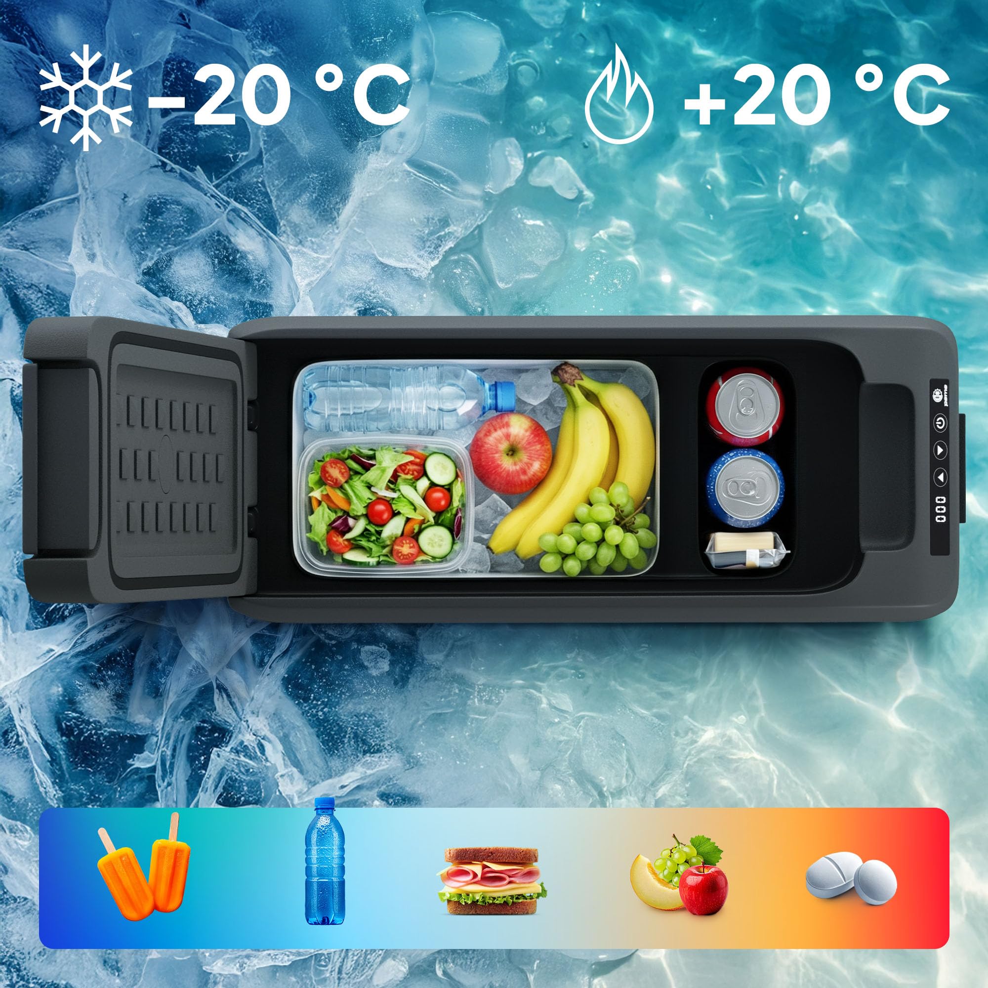 peme Frigorifero Portatile Frigo Campeggio Auto 12v Elettrico 220v Compressore per Camper Freezer Ricaricabile Congelatori Portatili Congelatore Barca Viaggio Refrigeratore Escursione - Quest 14