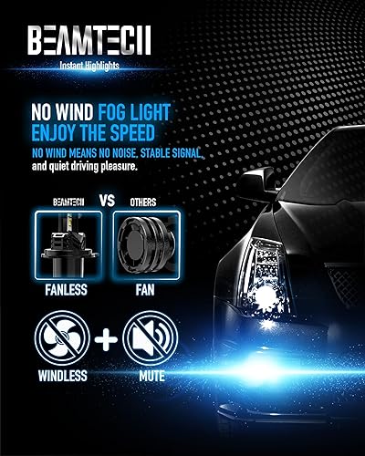 Miniatura 4 de BEAMTECH Bombilla LED H4, sin ventilador en línea 9003, 6500 K, xenón blanco halógeno, luz antiniebla de repuesto de 2