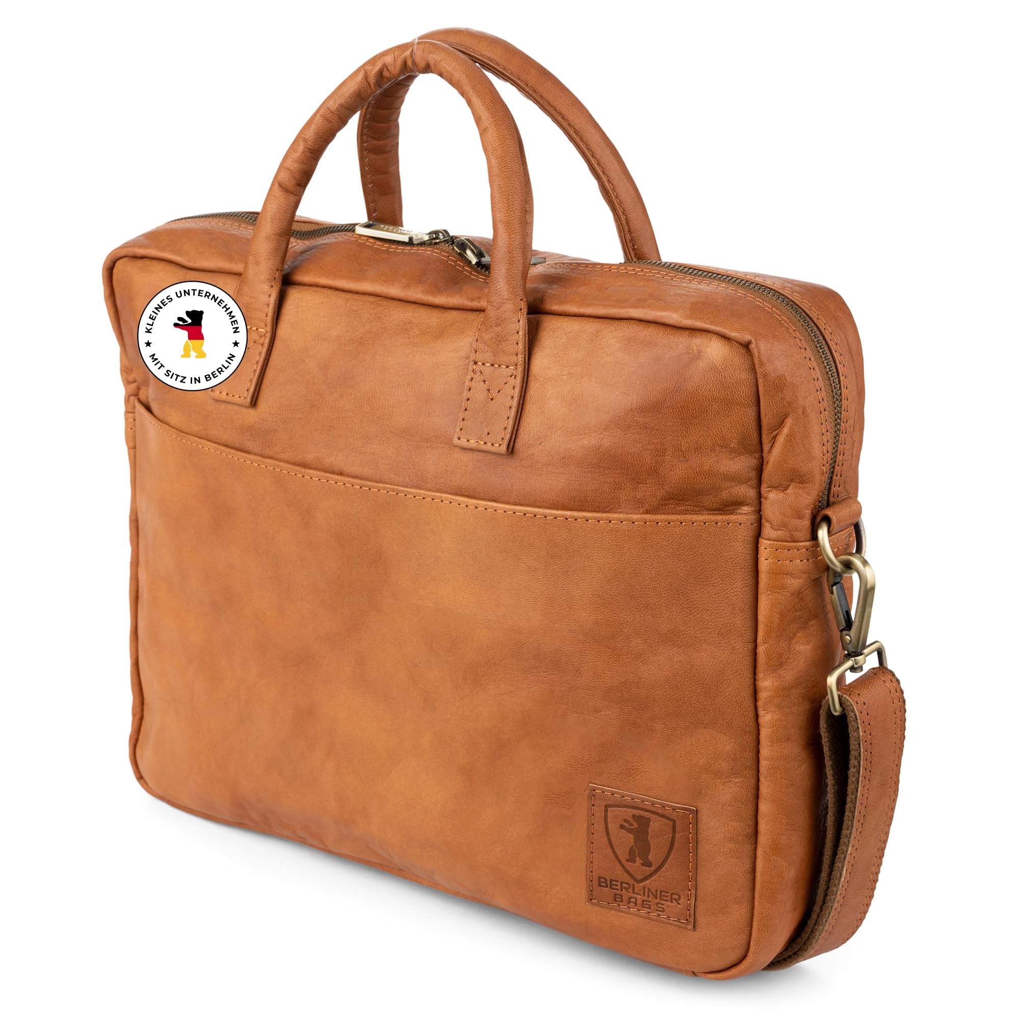 Berliner Bags Vintage Laptoptasche Madrid, 15 Zoll Umhängetasche aus Leder, Aktentasche, Schultertasche für Herren