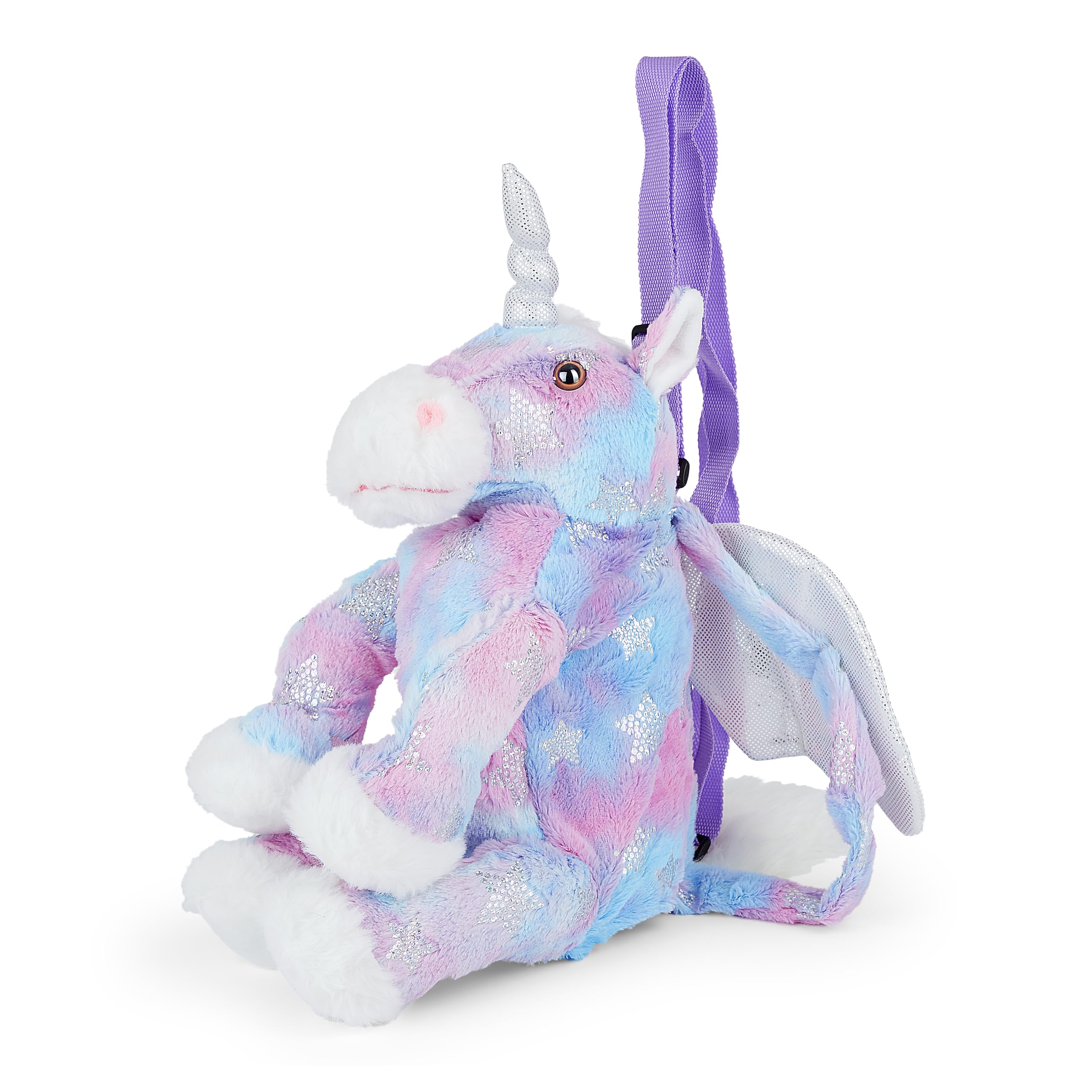 Mousehouse Gifts Unisex Kids 0 Adorable Plush Backpacks In Many Characters – Bear, Monkey, Lamb, And Panda, Unicorn, Rabbit, Dog, Elephant, Sloth - Soft, Cuddly & Lightweight For Kids (Unicorn - With Stars)