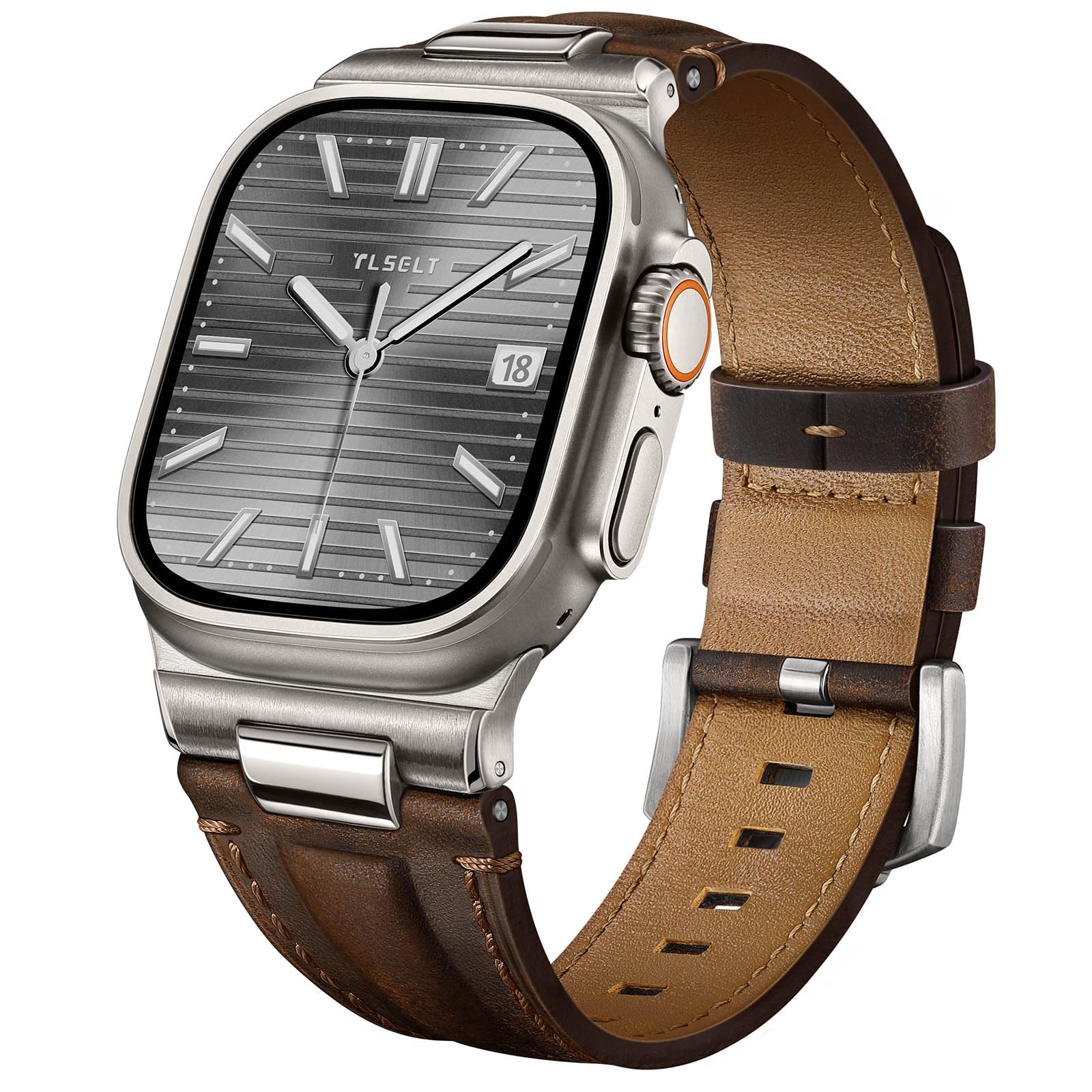 Skórzany pasek do zegarka Apple Watch Ultra 3/Ultra 2 49 mm, 46 mm, 45 mm, 44 mm, designerski pasek zastępczy z prawdziwej skóry do iWatch Ultra 3, 2, 1, SE, serii 11, 10, 9, 8, 7, 6, 5, 4, 3