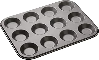 MasterClass 12 Hole Mince Pie Baking Tray with PTFE, PFOA and BPA Free Non Stick, Robust 1mm Thick Carbon Steel, 32 x 24cm Jam Tart Tin