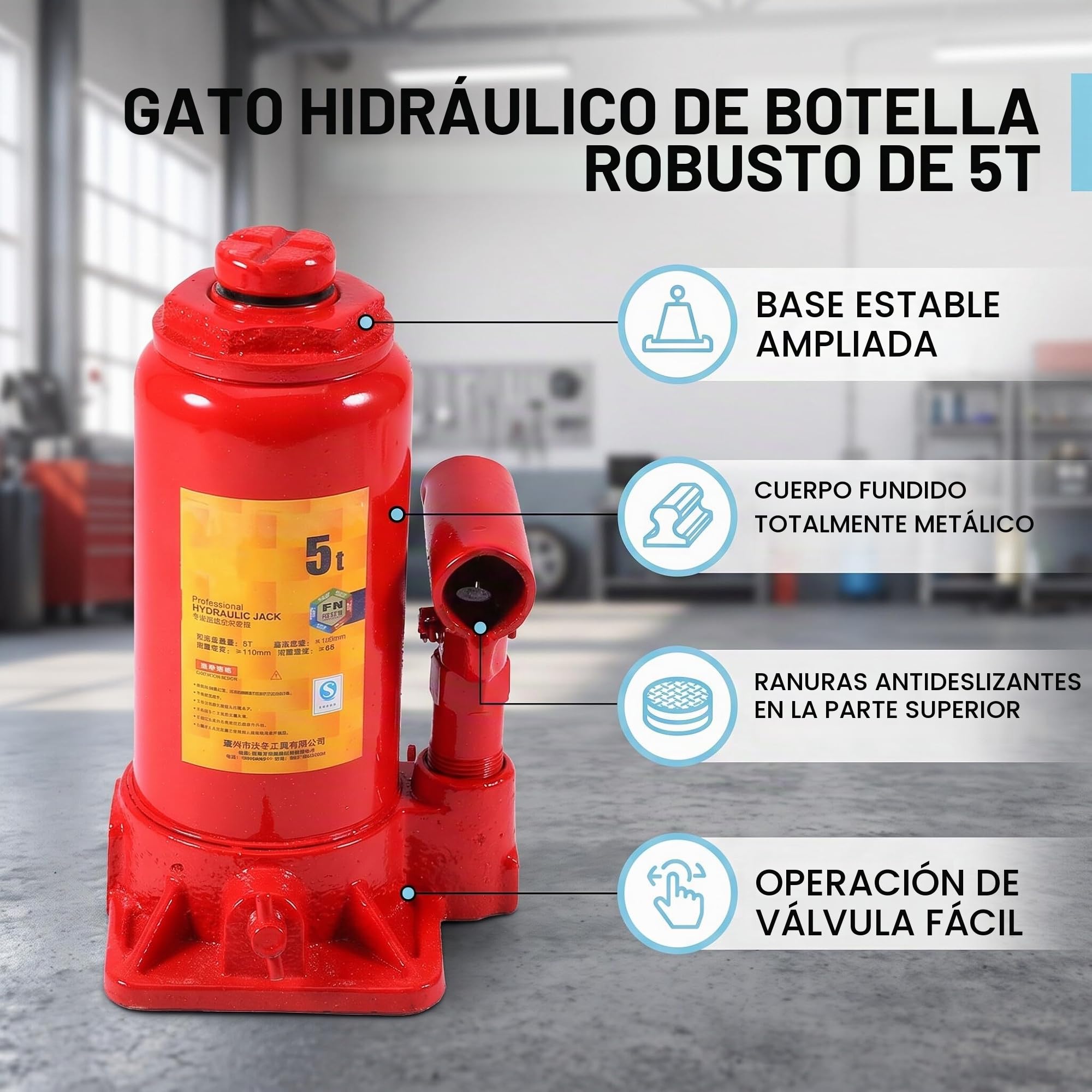 Gato hidráulico de 5 toneladas, elevador de sellos vertical portátil para coche, furgoneta, barco, camión, herramienta de acero resistente