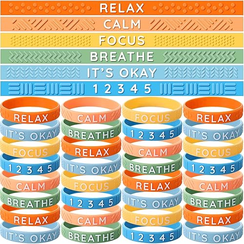 Pulsera de silicona sensorial para la ansiedad, pulsera de silicona para autismo con textura para apretar y aliviar el estrés, pulsera calmante para