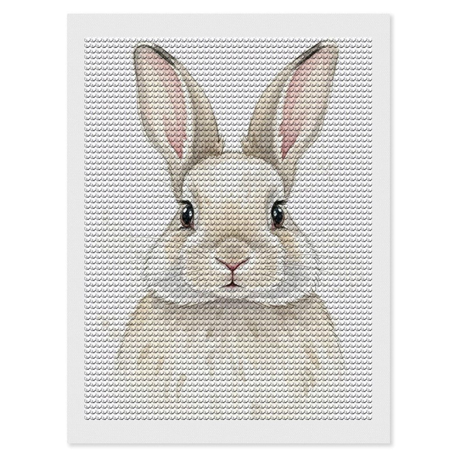 Junmoney Watercolor Bunny Portrait DIY Diamond Art Canvas Kit 12"x16", Complete Accessories, Creative Leisure Activity, Home Wall Decor, Gift Idea