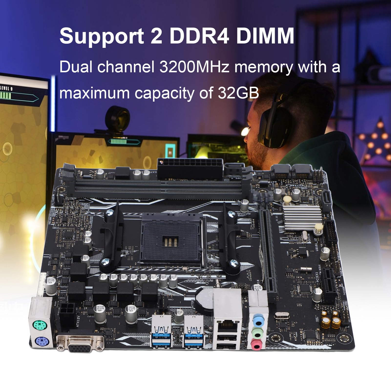 Placa Base A320M F Micro ATX, Zócalo AM4 Compatible con APU Ryzen R3 R5 R7 Athlon de Primera, Segunda y Tercera Generación, 2 Ranuras DIMM DDR4 de hasta 32 GB a 3200 MHz