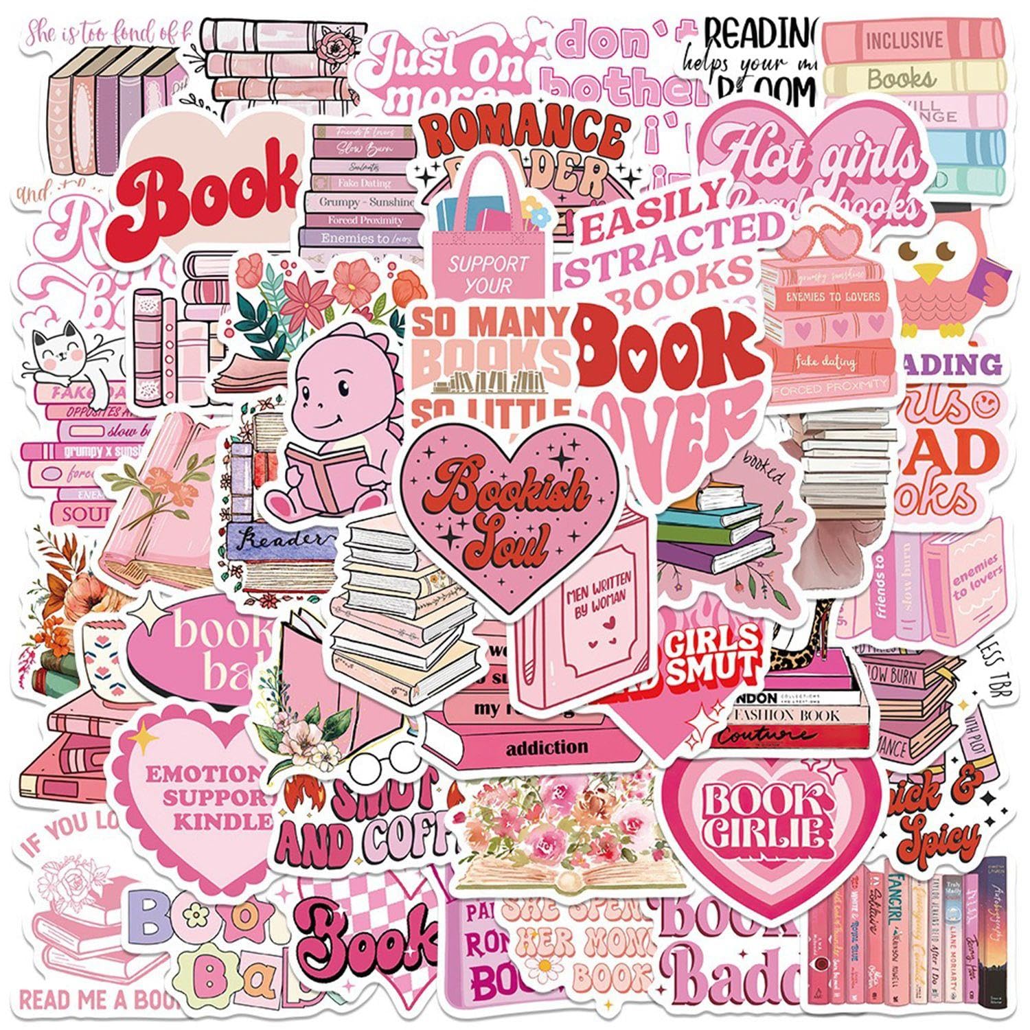 EPCDBBRT 50 Pieces Of Pink Graffiti Book Stickers, Pink Theme Graffiti Design, Waterproof And Wear-Resistant, Easy To Paste, Multiple Pattern Options, Suitable For Notebook And Book Decoration.