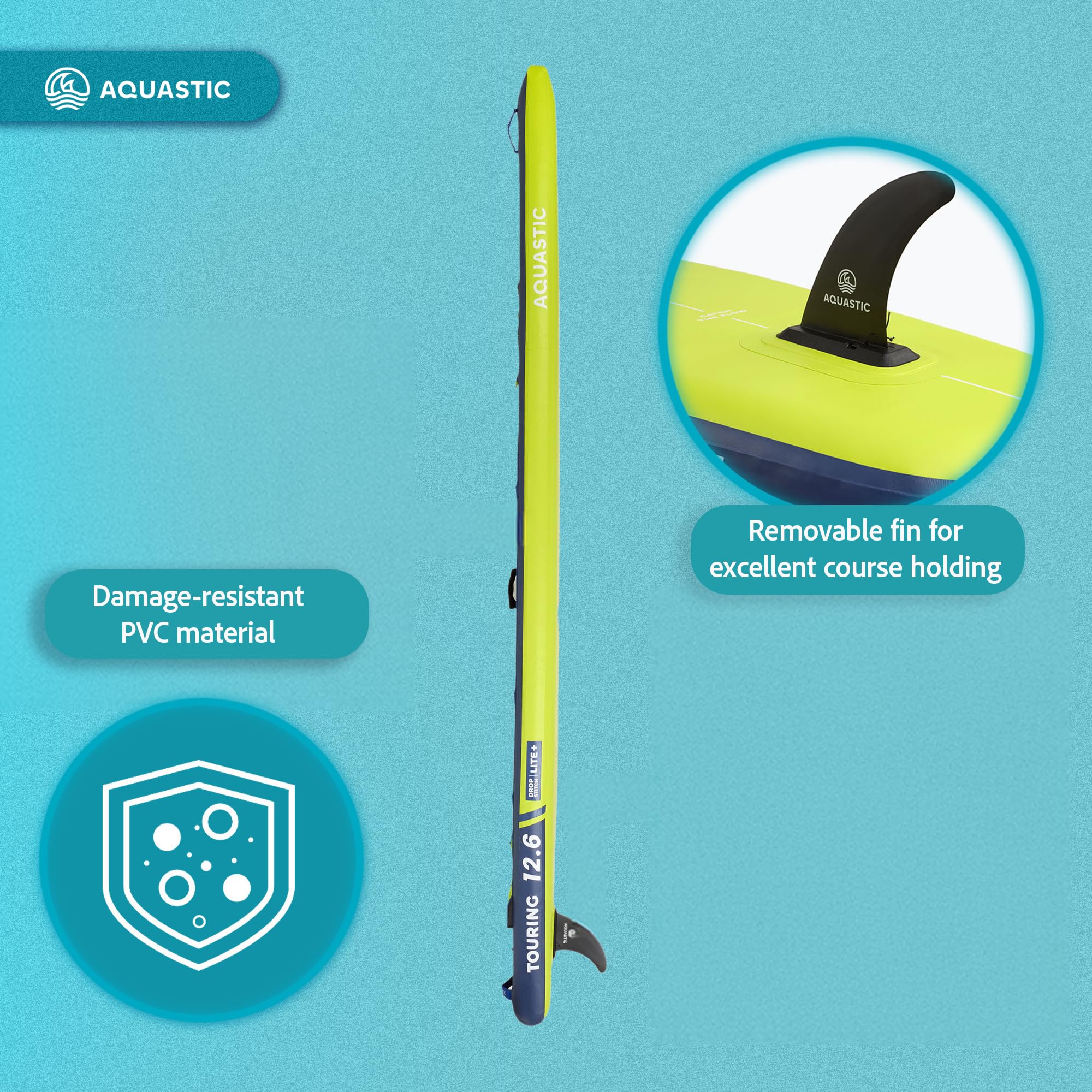 AQUASTIC Touring 12'6″ Tabla de Surf de Paddle, Unisex Adulto