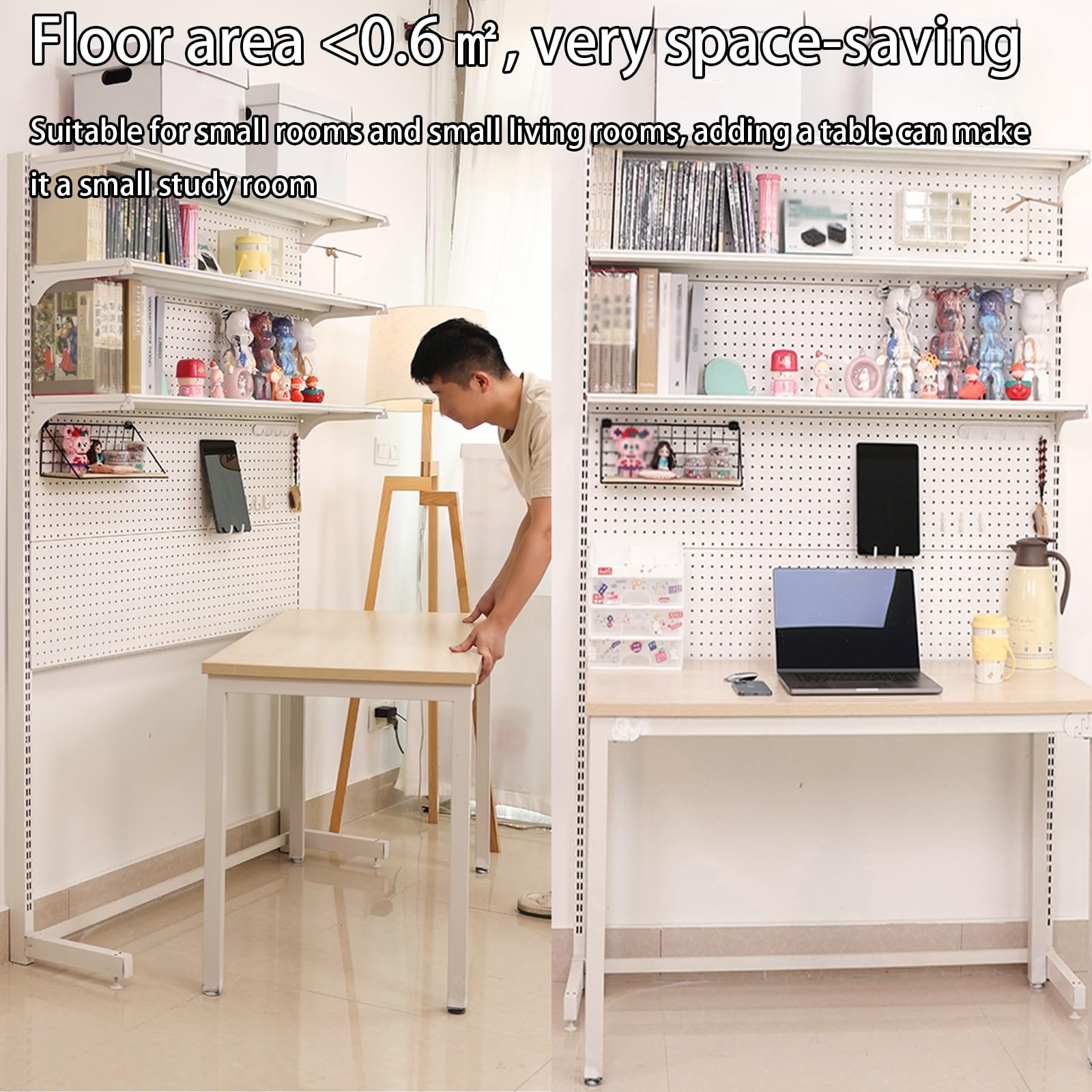 Estante Organizador de Escritorio para Dormitorio, estantería Multiusos para Libros, estantería de Tablero Perforado para Estudiantes (Negro, 92 cm)