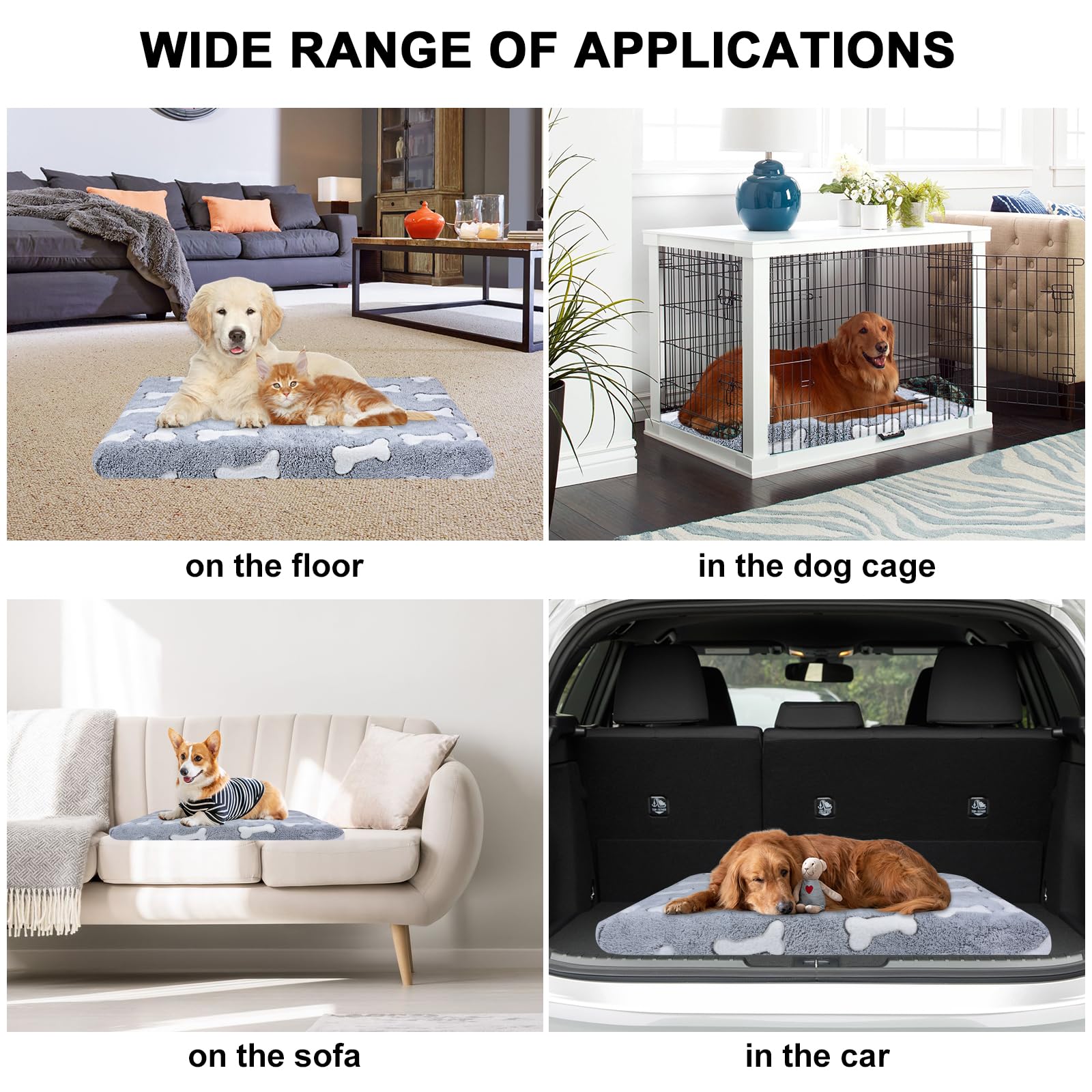 Qoosea Cuscino per Cane Media, Materasso per Cuccia per Animali con Rivestimento Sfoderabile e Lavabile Lettino, Tappetino Letto per Cani e Gatti con e Fondo Antiscivolo- 50 * 75CM