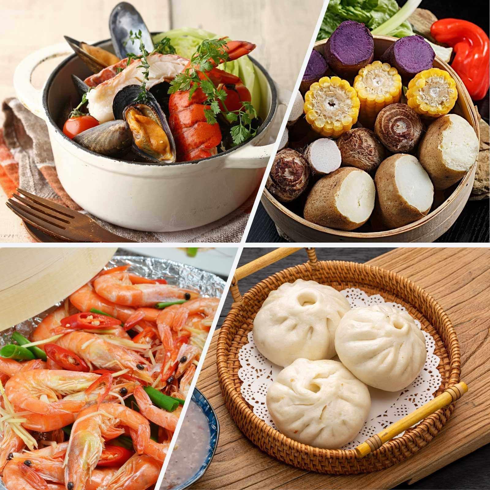 Parowar ze stali nierdzewnej, elektryczny parowar do dim sum (30–110°C) | Szybkie nagrzewanie w 3 minuty, stal nierdzewna, grzałka w kształcie litery U, alarm niskiego poziomu wody, system wodny