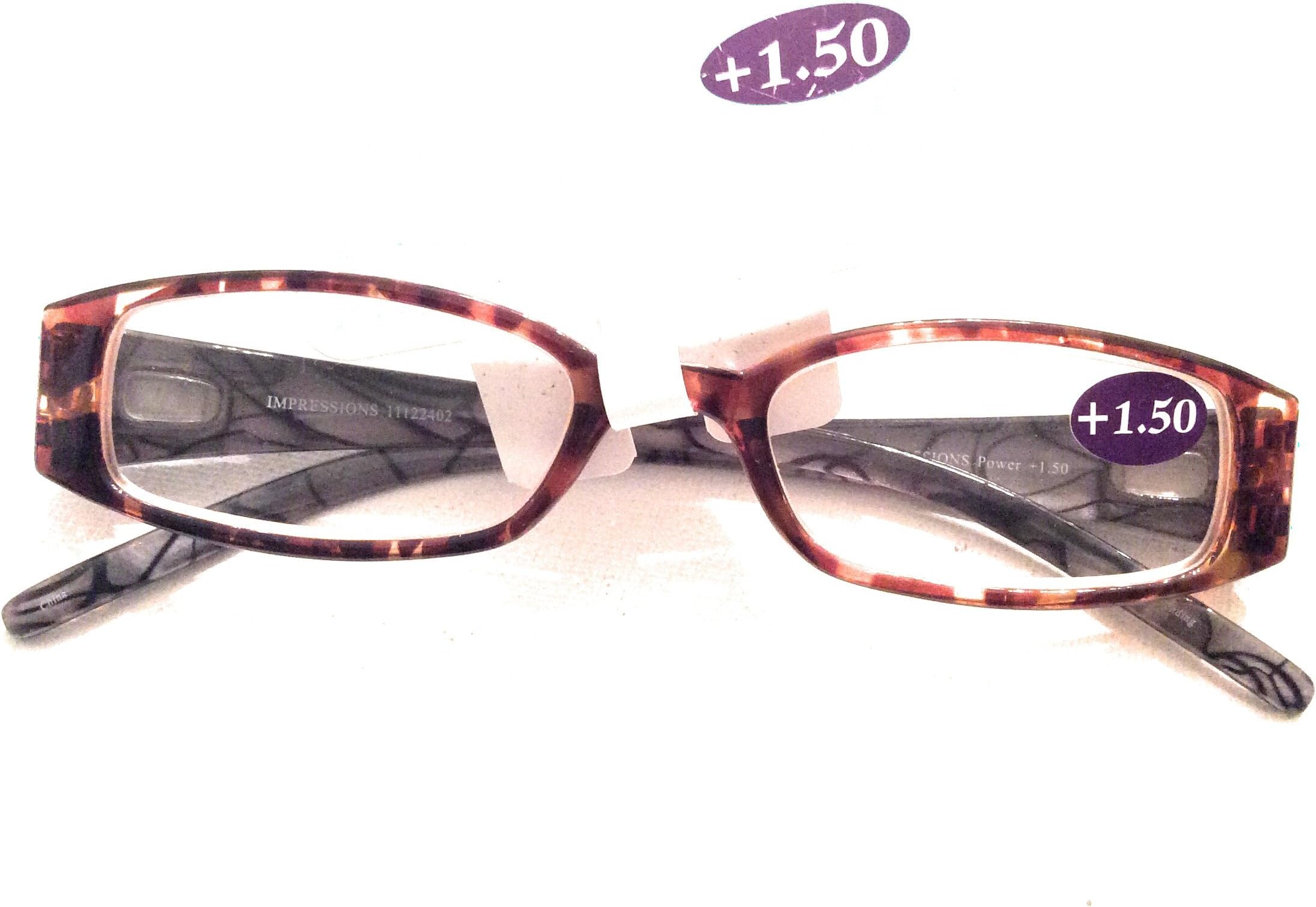 Zoom Impressions Reading Glasses with Interchangeable Temple Frames 1.25 Power with Brown Animal Print