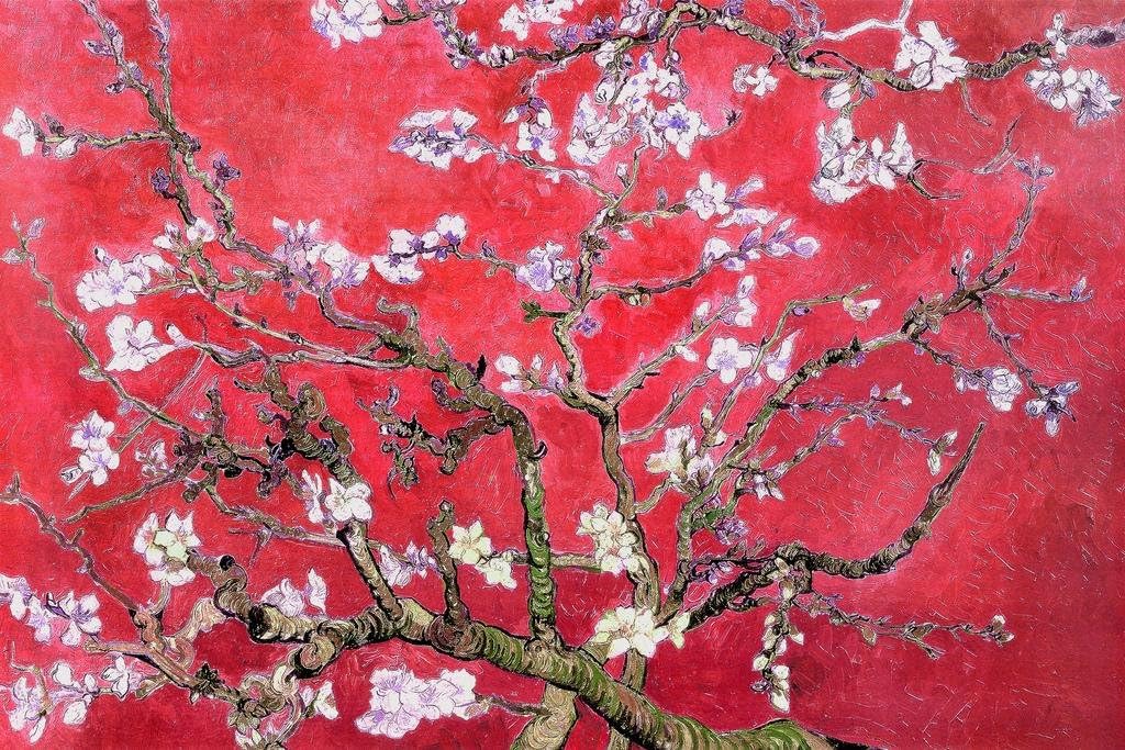 Laminated Vincent Van Gogh Red Almond Blossoms Poster 1889 Tree Blossom Branches