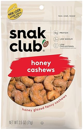 Snak Club Bolsas de anacardos de miel 25 onzas paquete de 6