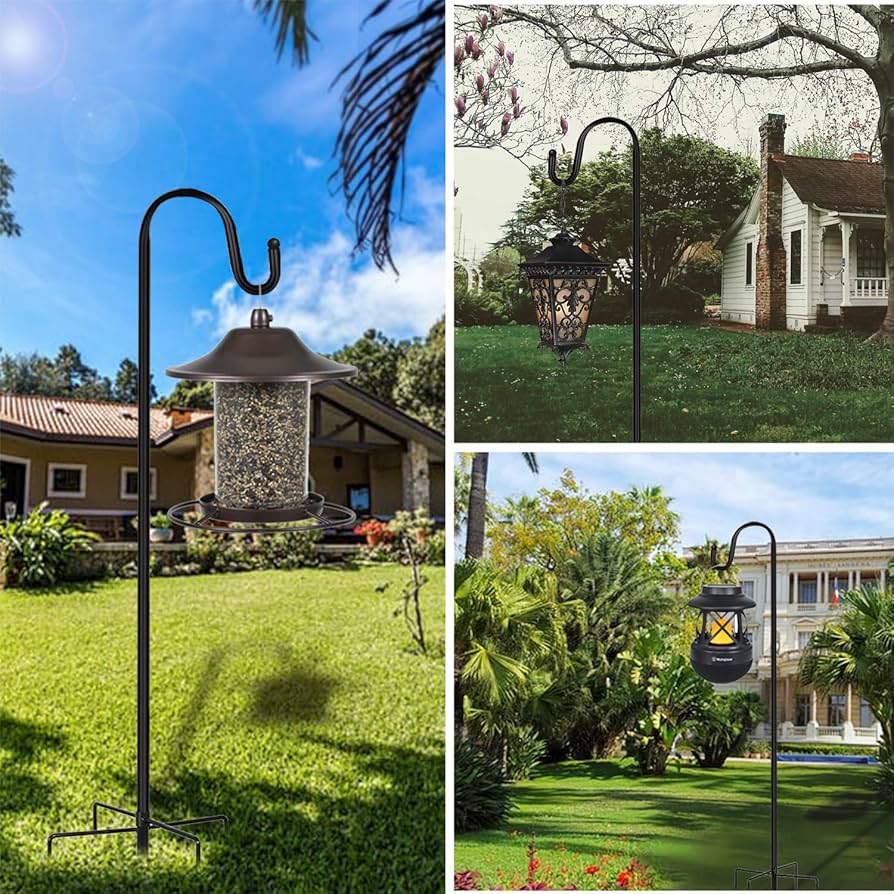 Shepherd's Hooks Garden Planter Stakes For Bird Feeders Up To 6.5 Lbs