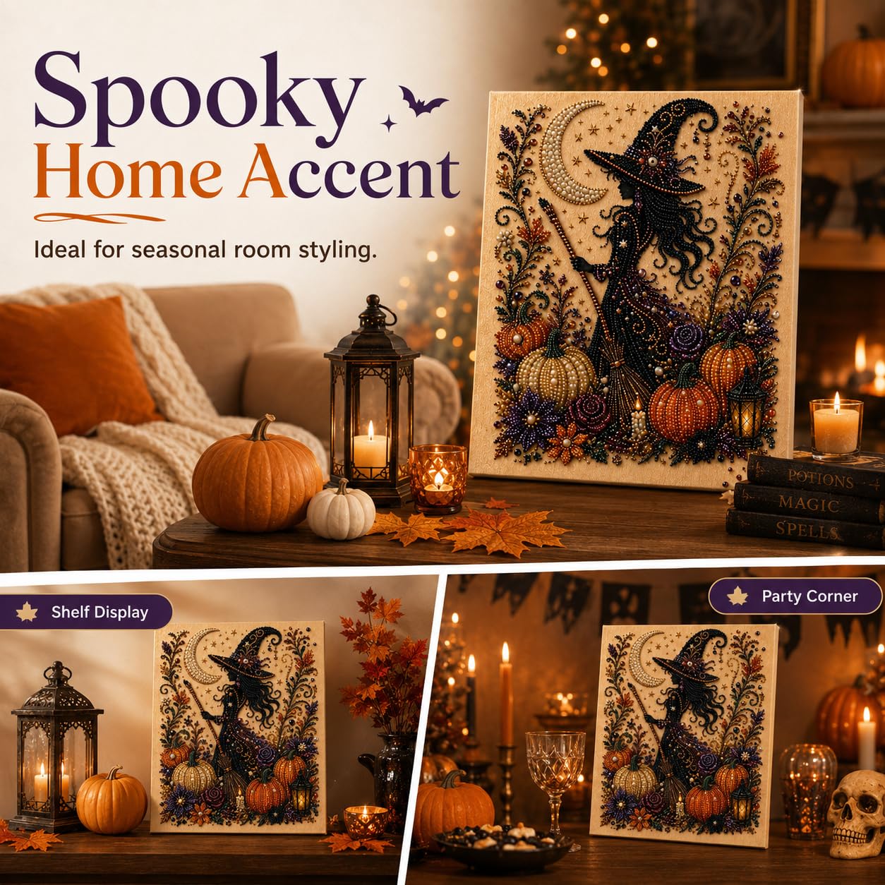Zestaw mozaiki perłowej na Halloween, duch, DIY, zestaw 3D dla początkujących, zestaw C