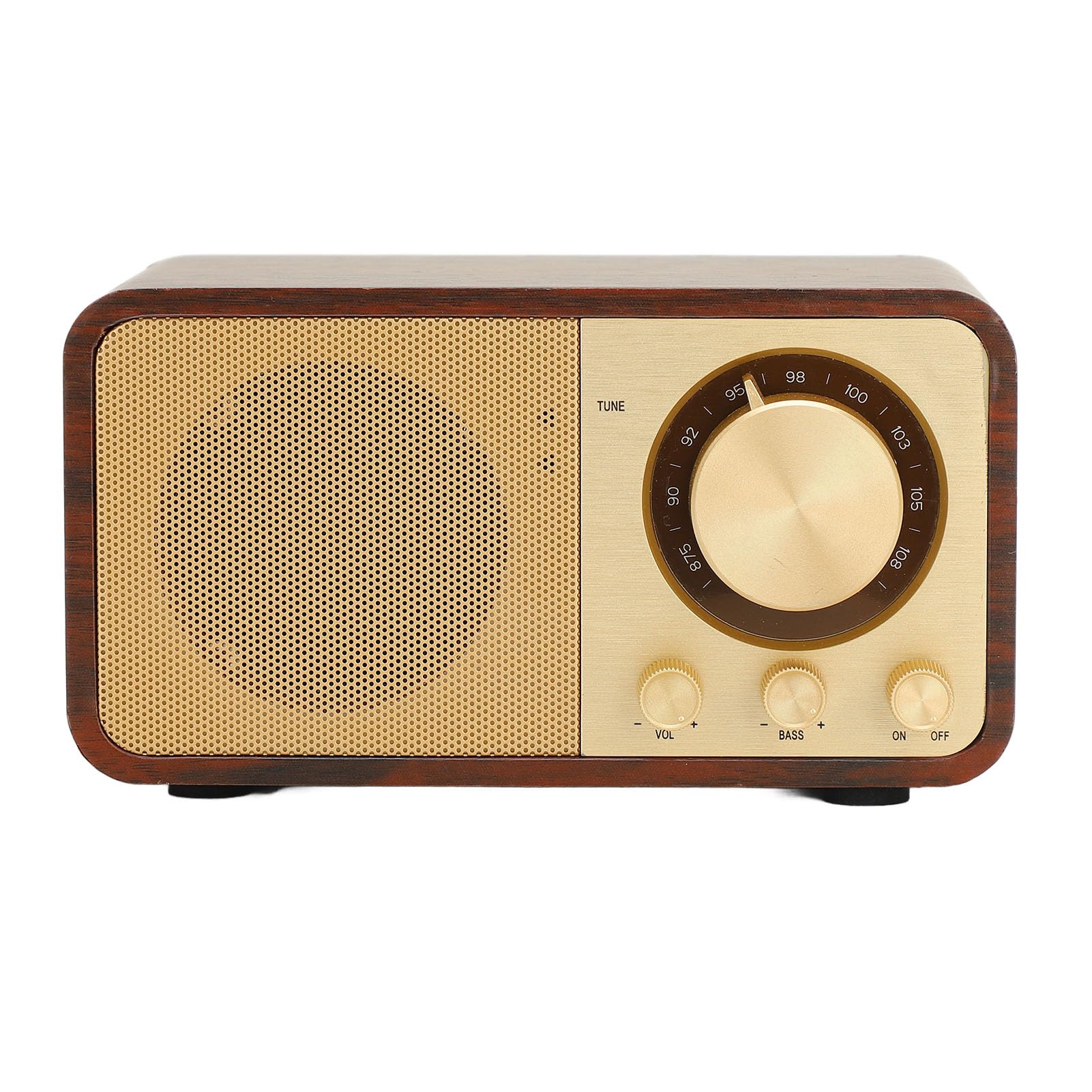 Bewinner Haut-parleur Bluetooth rétro en bois, haut-parleur sans fil portable vintage, carte TF, AUX, entrée USB, petit haut-parleur Bluetooth vintage pour cadeau, fête, voyage, bureau, maison en bois