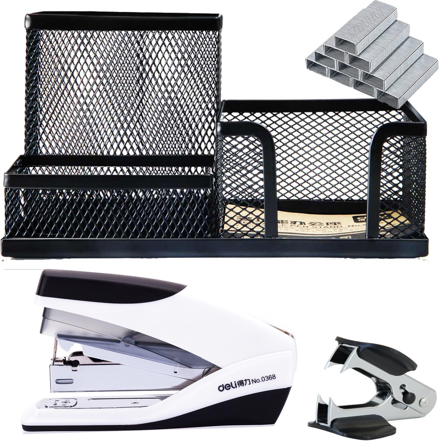 DELI Stapler 4in1 Set, Includes Stapler, Metal Mesh 3