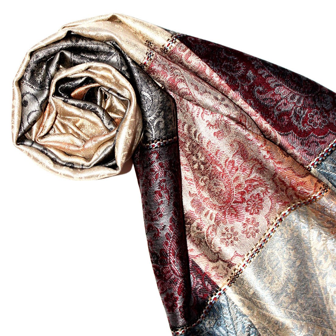 LORENZO CANA Pashmina di lusso, Sciarpa da donna in tessuto jacquard, 100% seta, 70 x 190 cm, modello Paisley, sciarpa di seta, pashmina di seta, colori armonici, 78079