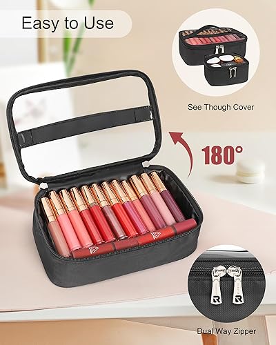Miniatura 2 de Relavel Bolsas de maquillaje de viaje para artistas de maquillaje, paquete de 4 organizadores transparentes para cosméticos con cremallera, bolsa de