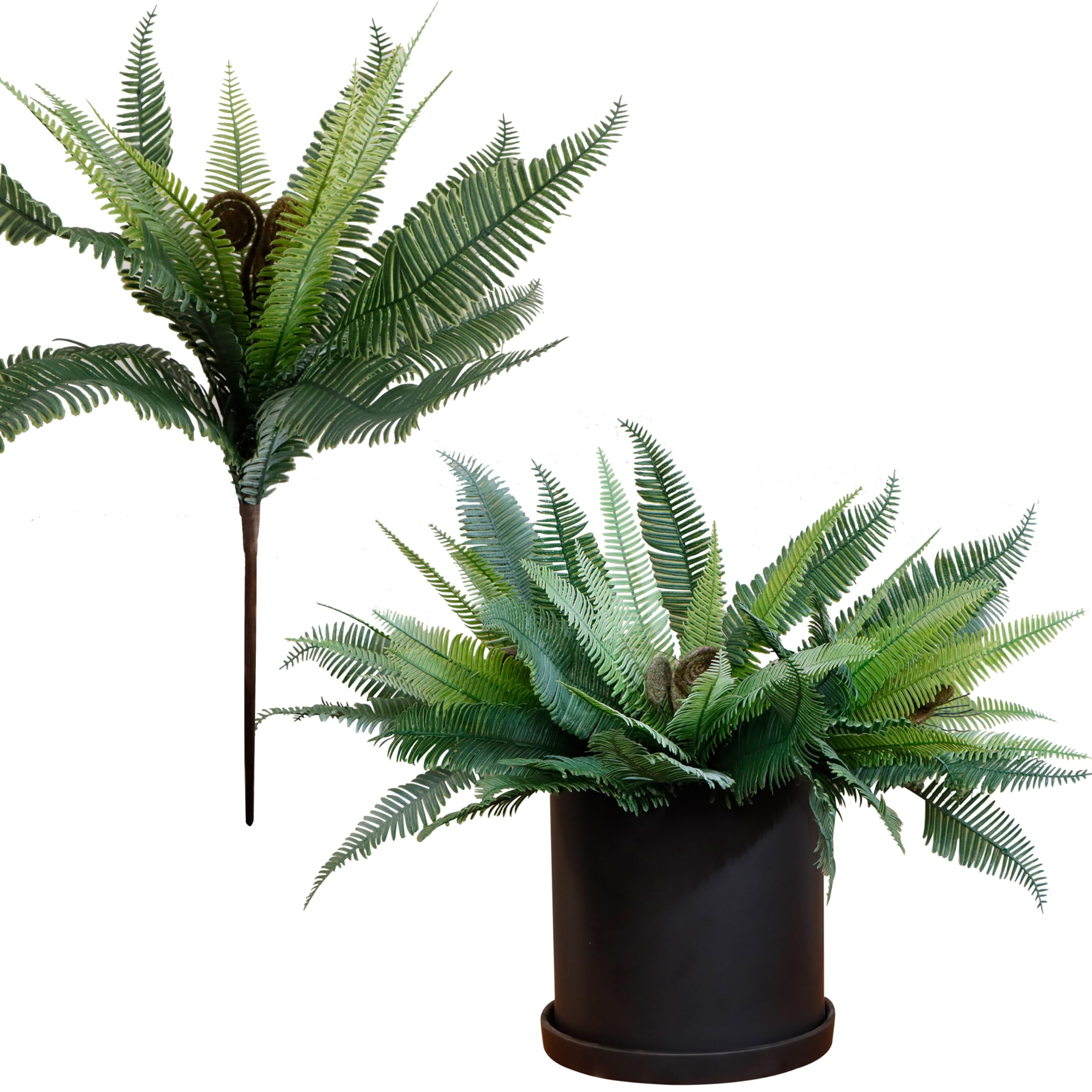 JD ARTIFICIAL PLANTS 4pcs Artificial Fern Plants, 18 Inch Faux Fern Plan with Leaf Buds and Air Roots, Decorative Fern Fronds for Home Décor Centerpiece Wreath Bouquet,Green