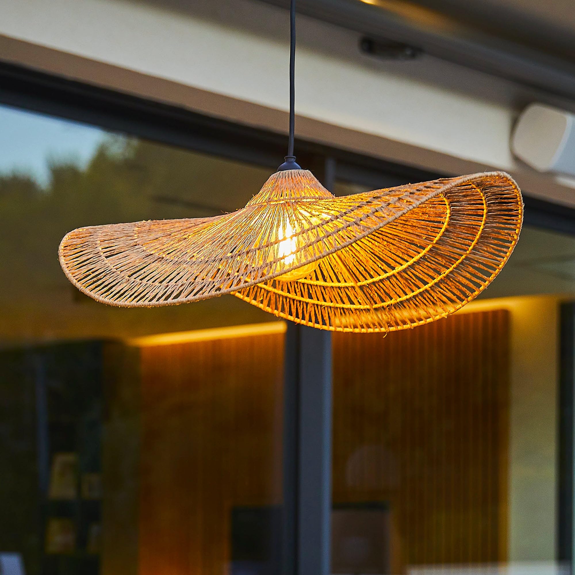 Lampada a sospensione per esterni MARBELLA OUTDOOR CAVO in iuta naturale stile bohémien 5m di lunghezza del cavo